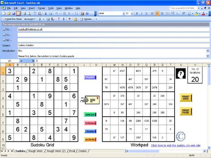 Sudoku Workpad to help solve Su Doku puzzles. Also Sudoko puzzle creator to generate your own graded Su Doku puzzles
